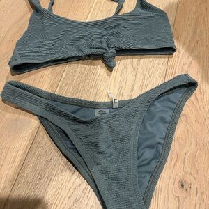 Lulu's Textured Green Bikini Set